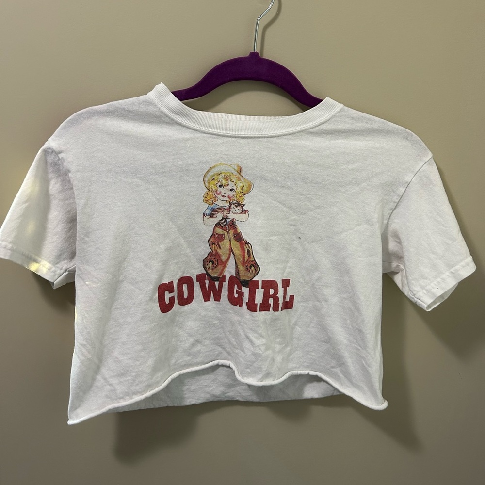 White Cowgirl Crop T-Shirt